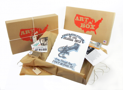 Art in a Box for a subscriber containing work by David Fullarton